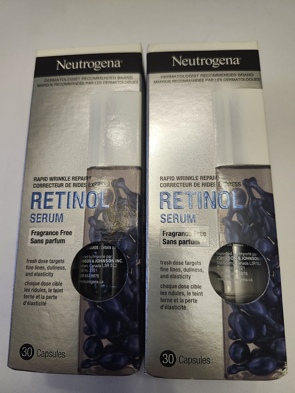 2 New Neutrogena Retinol Serum Capsules -